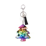 Sequin keychain with round plate for sublimation - christmas tree