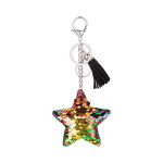 Sequin Star Keychain with White Sublimation Tag
