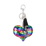 Sequin Heart Keychain with White Sublimation Tag