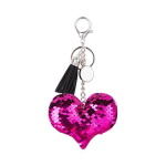 Sequin Heart Keychain with White Sublimation Tag