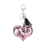 Sequin Heart Keychain with White Sublimation Tag