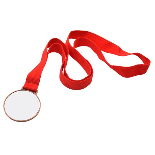 Medal brązowy z czerwoną wstążką do sublimacji i graweru, 6 cm