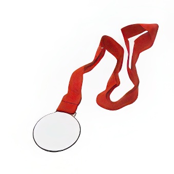 Medal z czerwoną wstążką do sublimacji srebrny, 6 cm