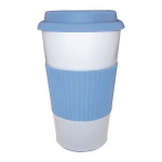 Steel thermal mug with a silicone band and lid - conical