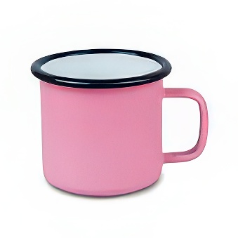Emaliowany stalowy kolorowy kubek do sublimacji - czarny rant, różowy, 300 ml