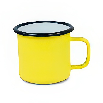 Emaliowany stalowy kolorowy kubek do sublimacji - czarny rant, żółty, 300 ml