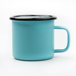 Enamel steel mug for sublimation - mint green with a black rim