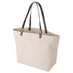 Shopping linen bag with leather handle for printing