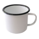 Enamel steel mug for sublimation - white with a black rim