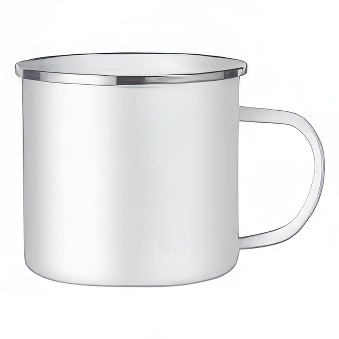 Emaliowany stalowy kubek do sublimacji - srebrny rant, biały, 500 ml