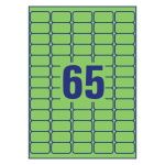 Self-adhesive removable colored paper labels for all types of printers - 65 labels per sheet