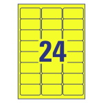 Self-adhesive removable colored paper labels for all types of printers - 24 labels per sheet