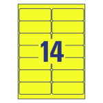 Self-adhesive removable neon paper labels for laser printers and copiers - 14 labels per sheet