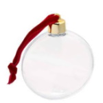 Photo Christmas bauble with red ribbon and gold cap