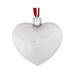Przezroczysta bombka - "serce" na zdjęcie z czerwoną zawieszką i srebrną zatyczką
