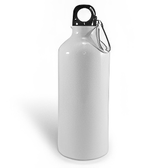 Metalowa butelka z karabińczykiem do sublimacji i graweru, kolor - biały, 500 ml