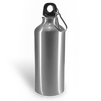 Metalowa butelka z karabińczykiem do sublimacji i graweru, kolor - srebrny, 500 ml
