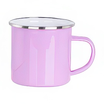 Emaliowany stalowy kubek do sublimacji - srebrny rant, jasnofioletowy, 300 ml
