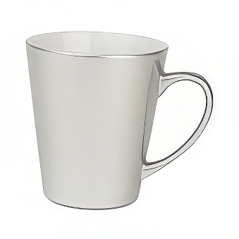 Kubek do sublimacji latte - perłowy połysk zewnętrzny, srebrny, 350 ml