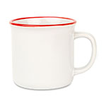 Kubek ceramiczny w stylu retro do sublimacji - biały z czerwonym rantem