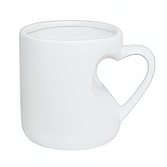 Kubek do sublimacji - z uchwytem w kształcie serca, biały, 300 ml