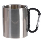 Metal inox mug for sublimation outprint and engraving with black handle carabiner type