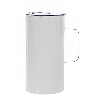 Kubek termiczny metalowy do grawerowania, sublimacji z uchwytem - biały, 16,8 cm, 600 ml