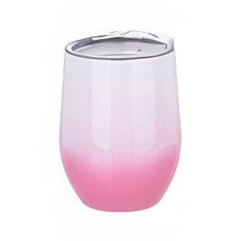 Podróżny, metalowy kubek termiczny do grawerowania, sublimacji, biało-różowy, 11 cm, 360 ml