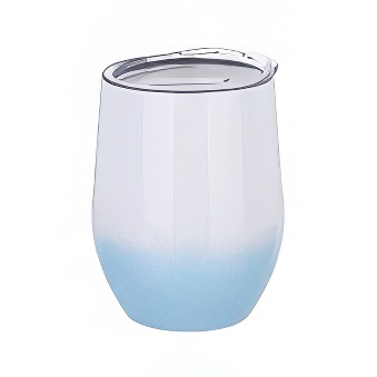 Podróżny, metalowy kubek termiczny do grawerowania, sublimacji, biało-niebieski, 11 cm, 360 ml