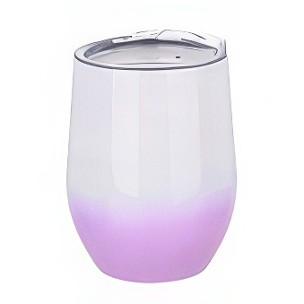 Podróżny, metalowy kubek termiczny do grawerowania, sublimacji, biało-fioletowy, 11 cm, 360 ml