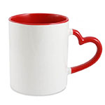 Sublimation mug with colour inside and heart shape handle