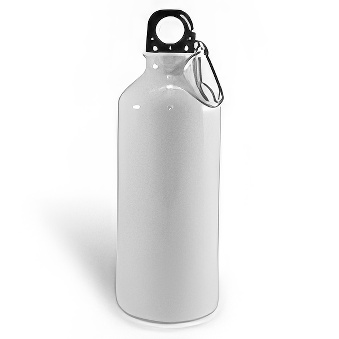 Metalowa butelka z karabińczykiem do sublimacji i graweru, kolor - biały, 600 ml