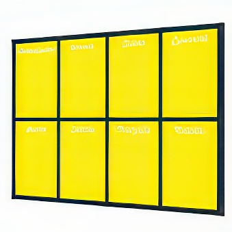 Planer tygodniowy żółty - tablica suchościeralna magnetyczna 100 x 120 cm