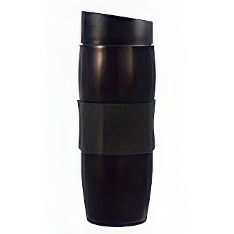 Kubek termiczny z silikonowym uchwytem czarny, 375 ml