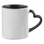 Sublimation mug with colour inside and heart shape handle