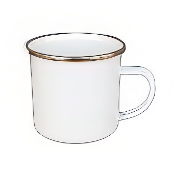 Emaliowany stalowy kubek do sublimacji - srebrny rant, biały, 300 ml