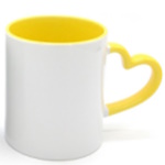 Sublimation mug with colour inside and heart shape handle