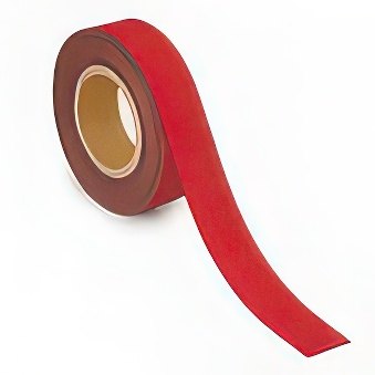 Pasek magnetyczny suchościeralny czerwony, 4 cm x 10 m