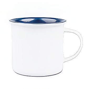 Kubek ceramiczny w stylu retro do sublimacji - biały z kolorowym wnętrzem i rantem, granatowy