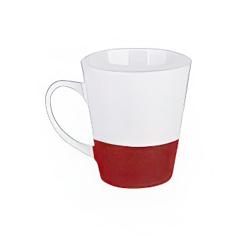Kubek do sublimacji latte - z brokatowym paskiem, 350 ml, biało-czerwony