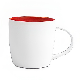 Kubek New biały matowy do grawerowania laserowego - kolorowe wnętrze, biało-czerwony, 290 ml