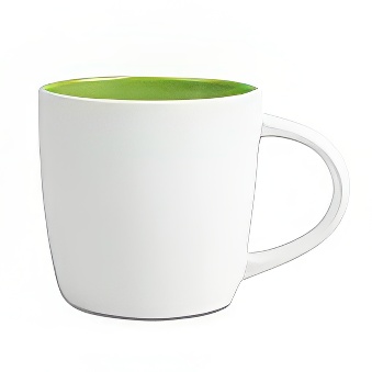 Kubek New biały matowy do grawerowania laserowego - kolorowe wnętrze, biało-zielony, 290 ml