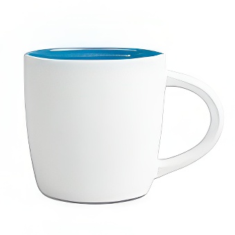 Kubek  New biały matowy do grawerowania laserowego - kolorowe wnętrze, biało-niebieski, 290 ml