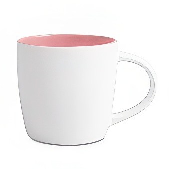 Kubek New biały matowy do grawerowania laserowego - kolorowe wnętrze, biało-różowy, 290 ml