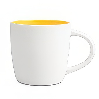 Kubek New biały matowy do grawerowania laserowego - kolorowe wnętrze, biało-żółty, 290 ml