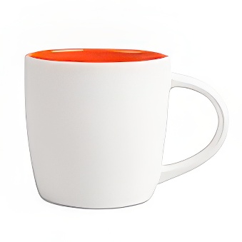 Kubek New biały matowy do grawerowania laserowego - kolorowe wnętrze, biało-pomarańczowy, 290 ml