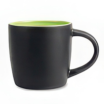 Kubek New czarny matowy do grawerowania laserowego - kolorowe wnętrze, czarno-zielony, 290 ml