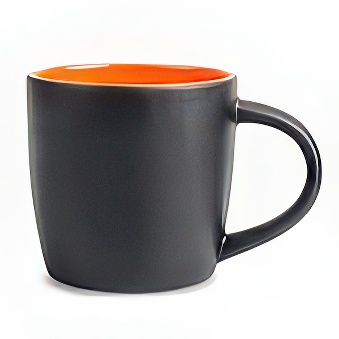Kubek New czarny matowy do grawerowania laserowego - kolorowe wnętrze, czarno-pomarańczowy, 290 ml