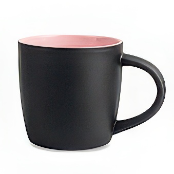 Kubek New czarny matowy do grawerowania laserowego - kolorowe wnętrze, czarno-różowy, 290 ml
