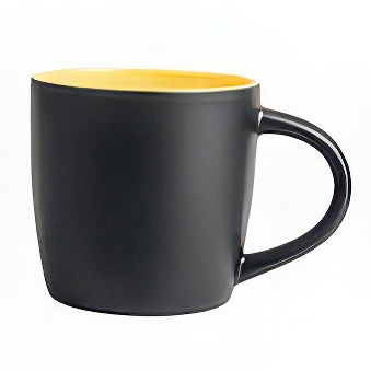 Kubek New czarny matowy do grawerowania laserowego - kolorowe wnętrze, czarno-żółty, 290 ml